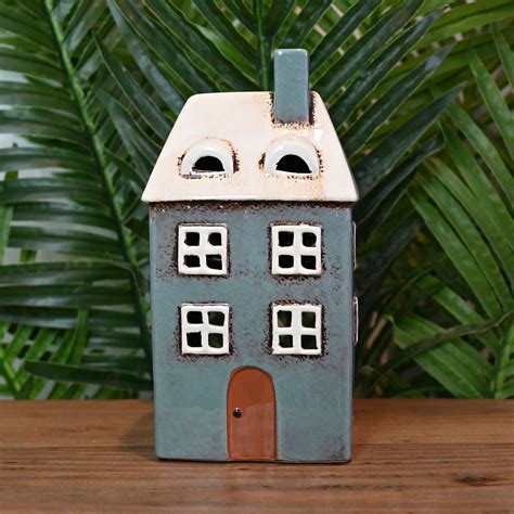 metal tealight house|traditional garden house pottery tea light.